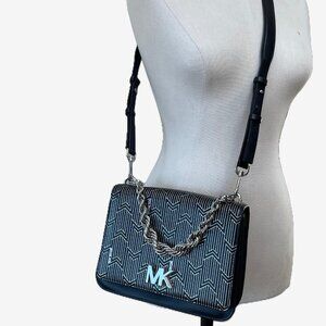 Michael Kors Black & White Geometric Wristlet / Crossbody